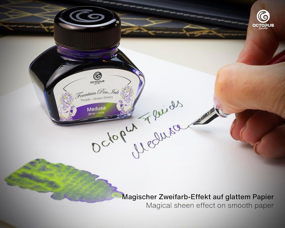 Octopus Fluids Füllhaltertinte Sheen mit Konverter, Medusa, Violett, 30 ml Medusa 30 ml, Medusa 30 m