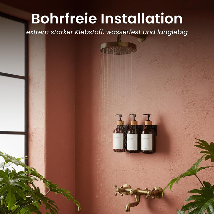 MaisoNovo Shampoo Flaschen zum befüllen – Duschseifen Seifenspender Wandbefestigung – 500 ml Set mit