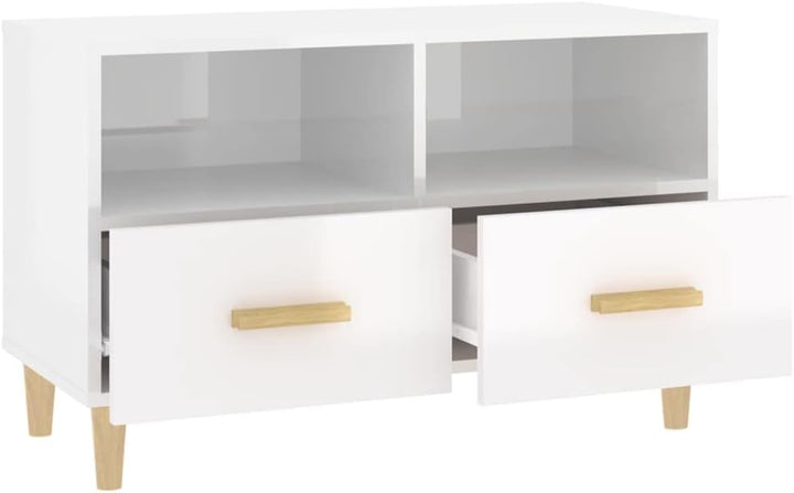 homiuse TV-Schrank TV Lowboard Hochglanz-Weiss 80x36x50 cm Holzwerkstoff TV Board Fernsehschrank Fer