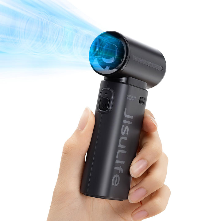 JISULIFE Tragbarer Handventilator, Turbo-Power [18 Stunden Maximale], 5-Gang-Wind, 5000 mAh wiederau
