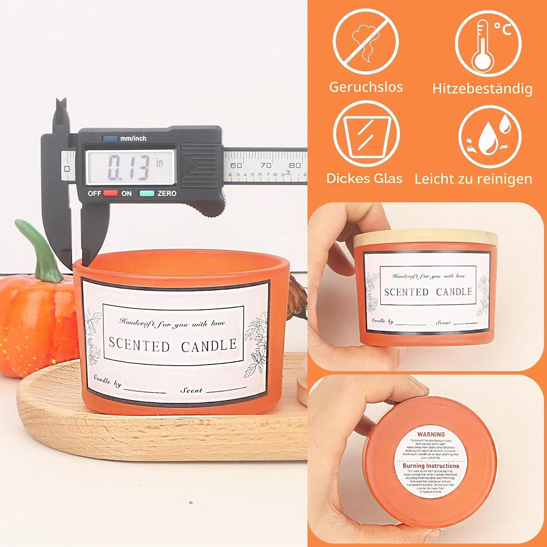 MILIVIXAY 20 Stück 118 ml Herbstkerzengläser mit Deckel und Kerzenherstellungs-Kits – grosse breite