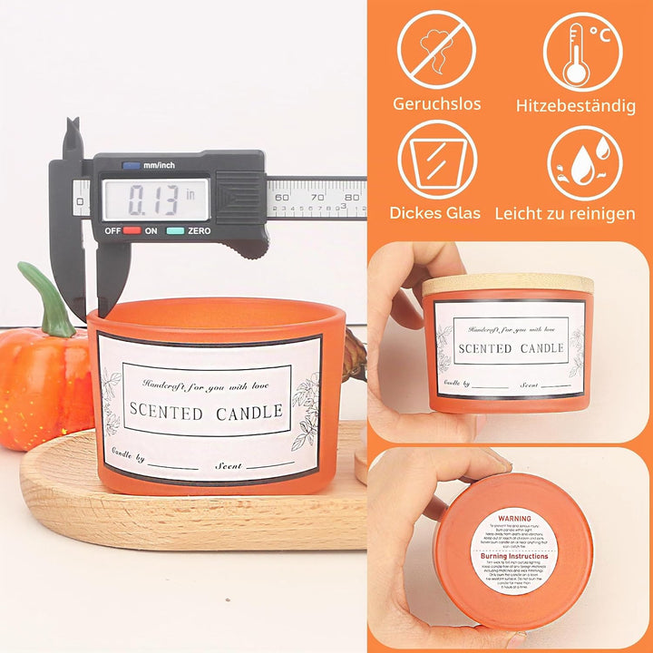 MILIVIXAY 20 Stück 118 ml Herbstkerzengläser mit Deckel und Kerzenherstellungs-Kits – grosse breite