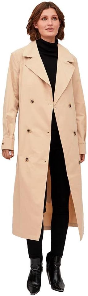 Vila Damen Vimersin Long Trenchcoat-Noos Mantel 38 Sesame, 38 Sesame
