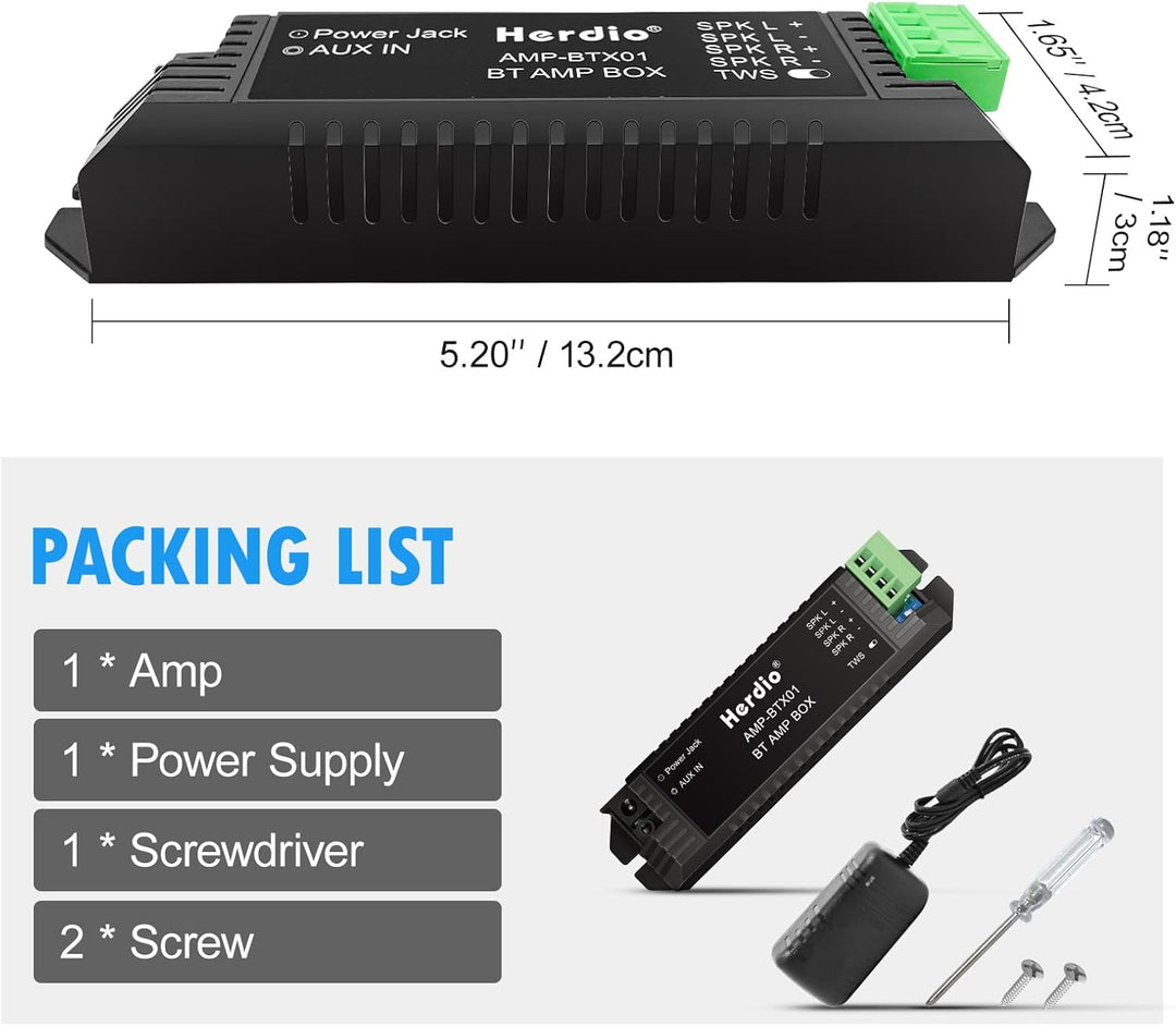 Herdio 2-Kanal Receiver System Bluetooth Home Audio AV-Receiver & -Verstärker für Passiv-Lautspreche