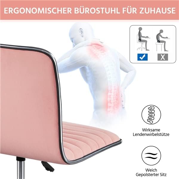 Yaheetech Bürostuhl Schreibtischstuhl Ergonomisch, Drehstuhl ohne Armlehne, Chefsessel mit Laufrolle