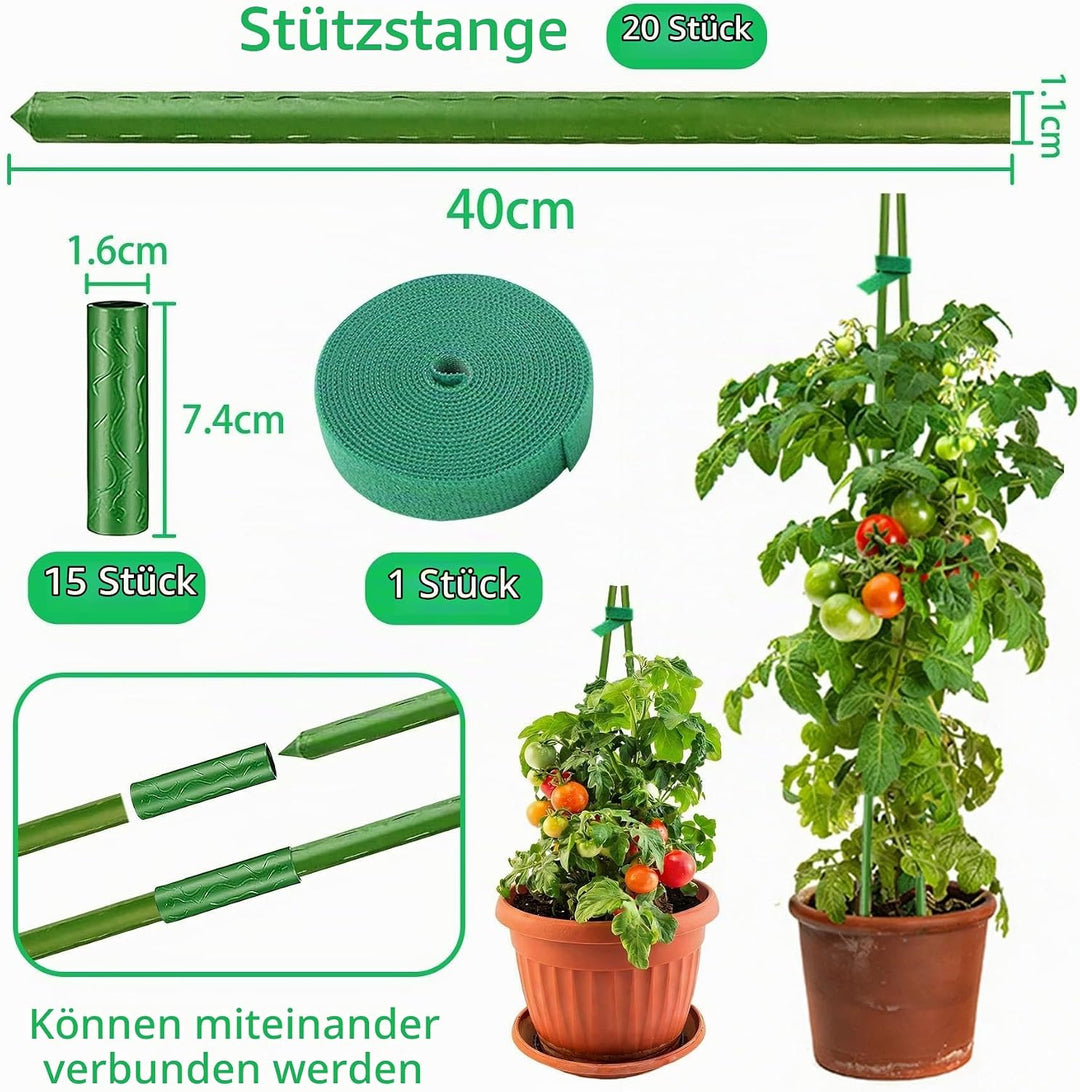 30 X Pflanzstäbe 40cm zum Verlängern, Rankstäbe &amp; Tomatenstangen als stabile Kletterhilfe für Pflanz