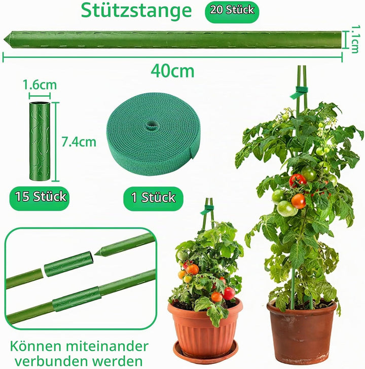 30 X Pflanzstäbe 40cm zum Verlängern, Rankstäbe &amp; Tomatenstangen als stabile Kletterhilfe für Pflanz