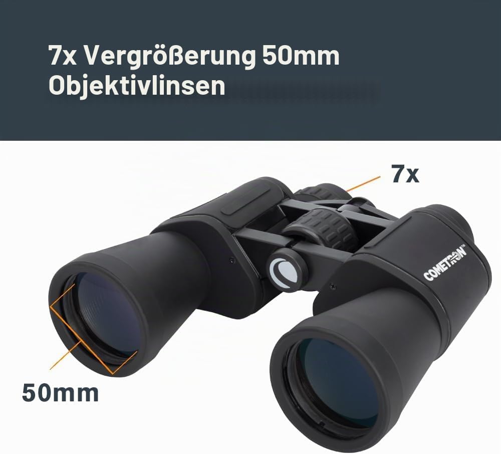 Celestron 71198 Cometron 7x50 Porroprismenfernglas, Schwarz Cometron 7 x 50 Porroprisma Einzeln, Com