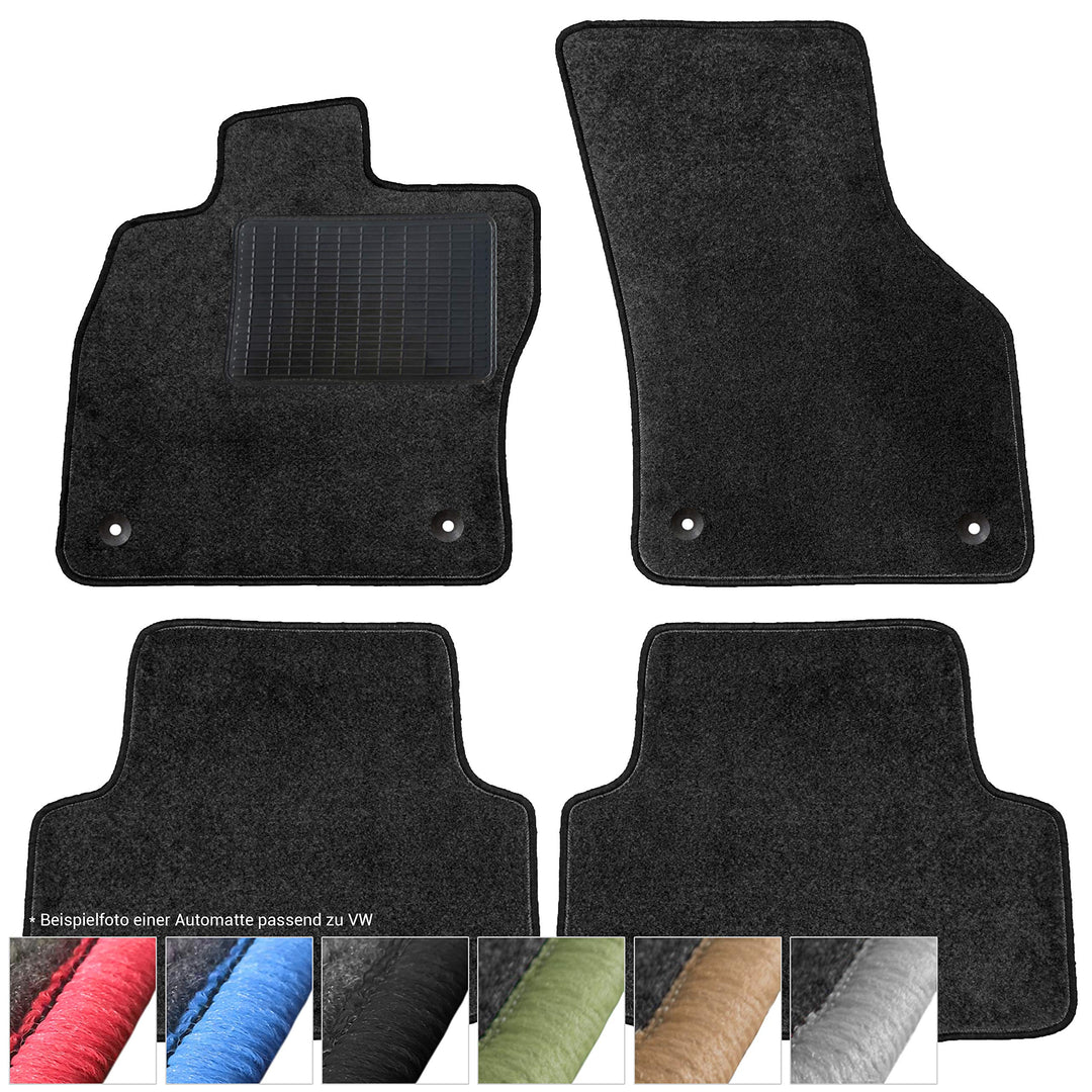 moto-MOLTICO Fussmatten Auto Velours Autoteppiche Schwarz Automatten Set 4-teilig passend für VW Gol