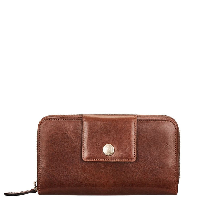 Maxwell Scott Italienisches Damen Leder Portemonnaie Giorgia in Cognac Braun, Cognac Braun