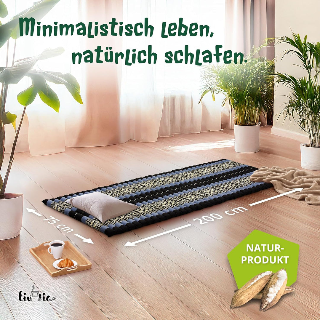 livasia Rollmatte Rollmatratze L-200x110x4,5cm, Gästebett Gästematratze 1 Person, Reisebett Kofferra