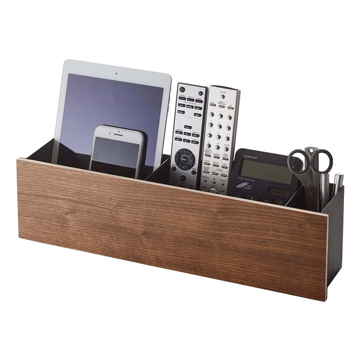 YAMAZAKI RIN Schreibtisch-Organizer für Zuhause, Stahl Sperrholz, Schwarz, One Size, Schwarz