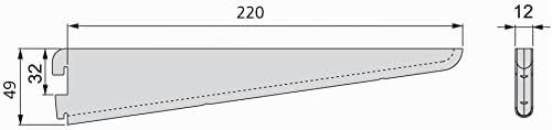 Emuca - Regalwinkel für Leistenprofil, doppelte Bohrung, Durchlass 32 mm 220mm, Set aus 20 Stück, We