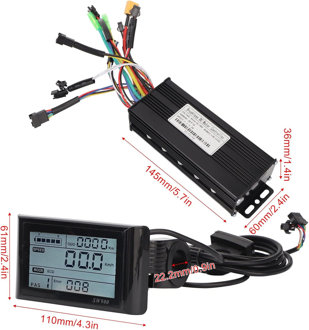 BuyWeek Elektrofahrrad Brushless Motor Controller Kit, DC 24V 36V 48V 750W 1000W 30A 3 Modus Sinuswe