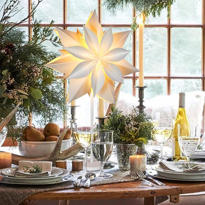 EANLOLY 45cm Stehender Weihnachtsstern Beleuchtet - LED Papierstern Weihnachten Tischlampe für Weihn