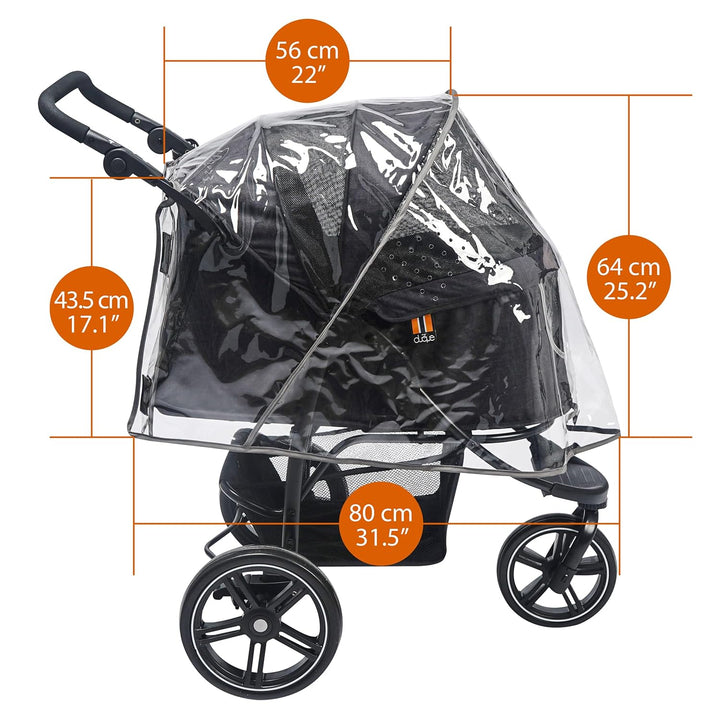 UNIVERSAL RAIN COVER XL, Hundebuggy Regenschutz, Allwetterschutz, Klettverschlüsse. Einfaches Überwu