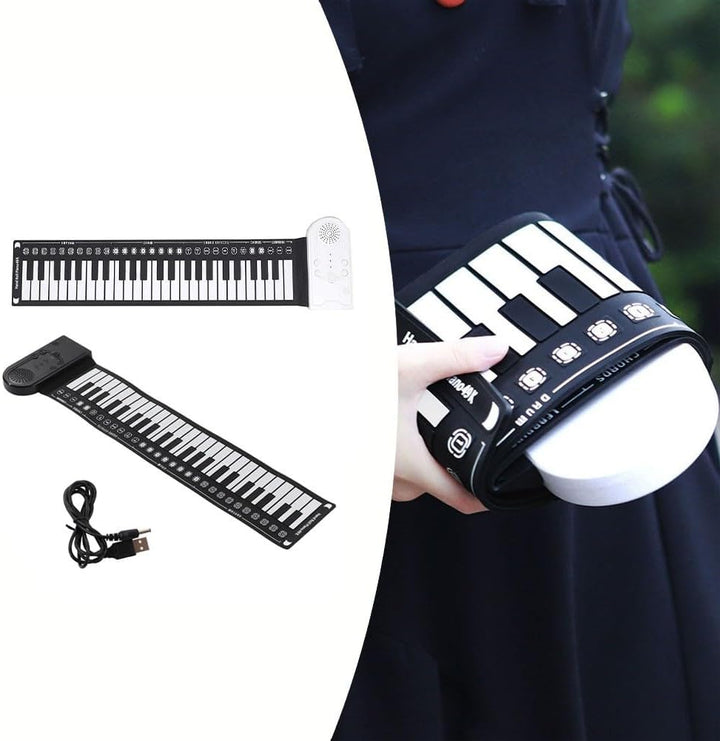 Elektronische Handtastatur, zusammenklappbar, flexibles Klavier, 49 Tasten, Rollup Piano mit USB-Lad