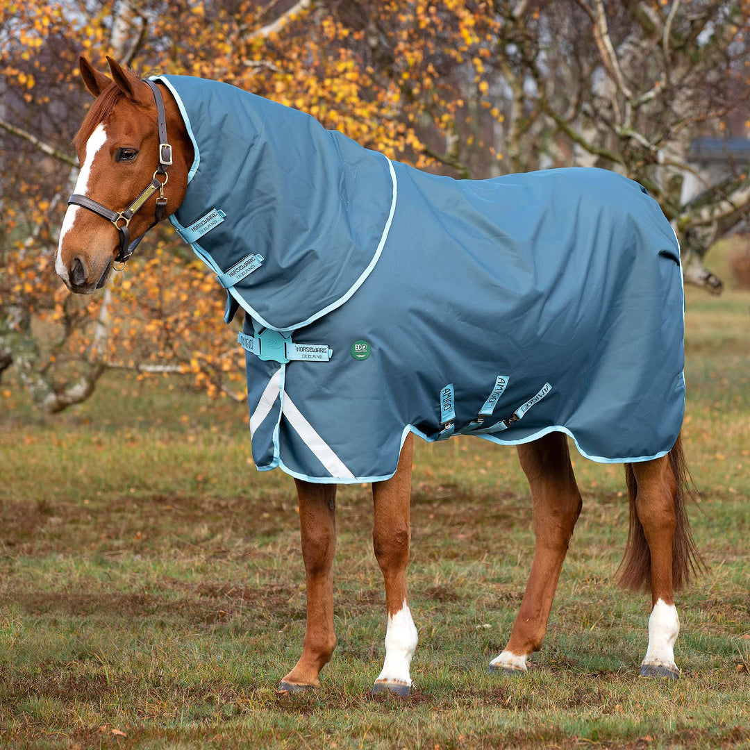 Horseware Amigo Ameco Bravo 12 Plus Medium 250g Turnout Decke mit abhnembarem Halsteil Dark Blue 6'0