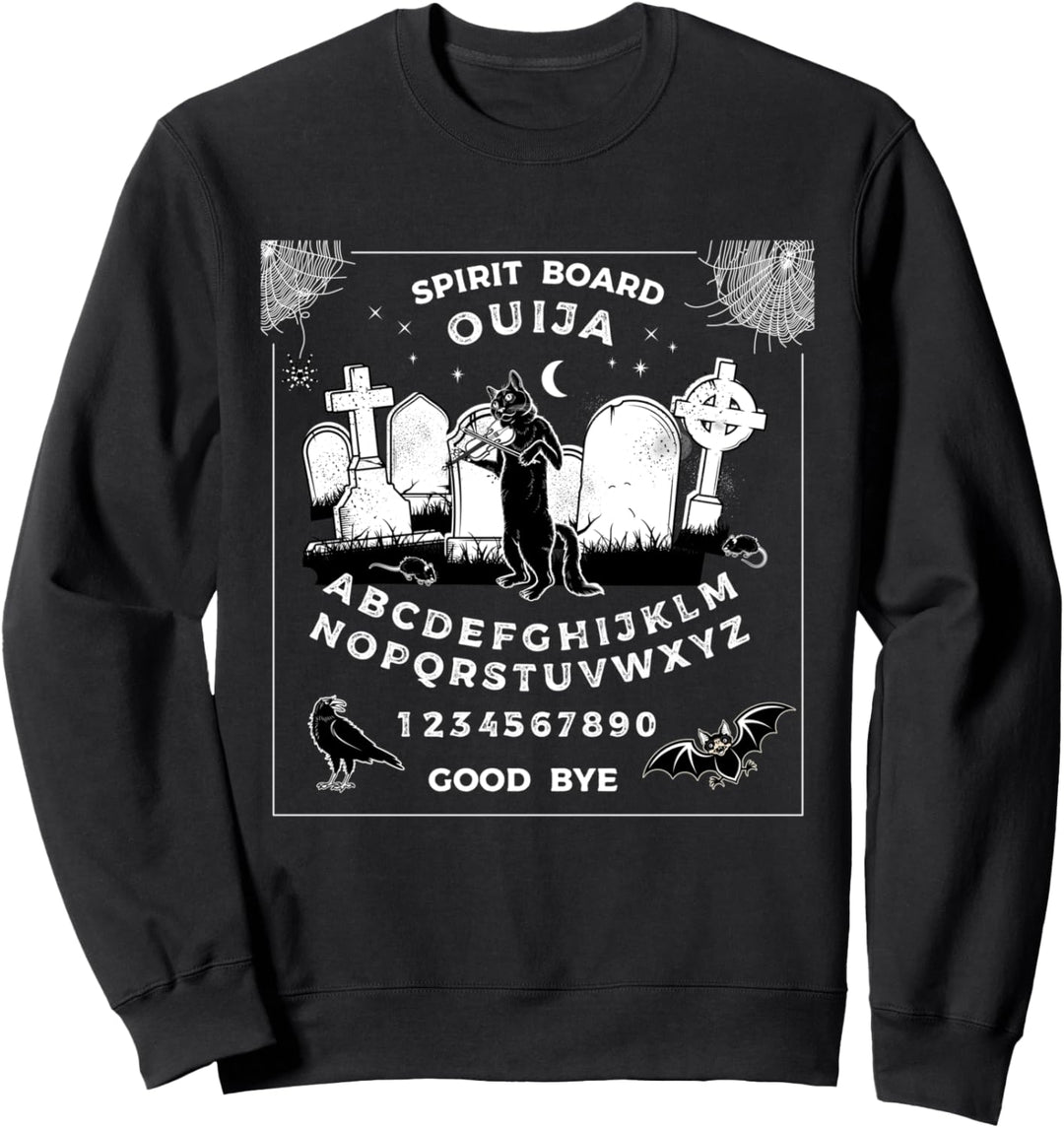 Ouija Board Katze Geige Horror Spiel Halloween Kunst Sweatshirt