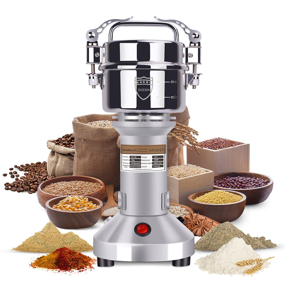 Goldtouch GetreidemüHle Elektrische 150g 1500W Electric Grain Mill 28000U/min 304 Edelstahl Kommerzi