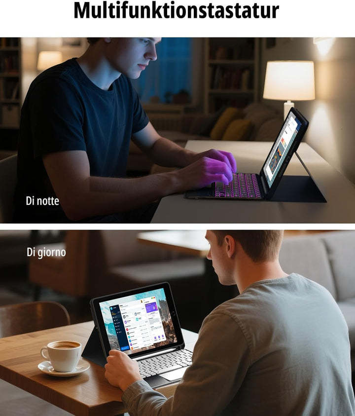 CACOE Hülle Tastatur Kompatibel mit iPad 9. Generation, iPad 10.2 Tastatur mit Touchpad, 7-Farbige B