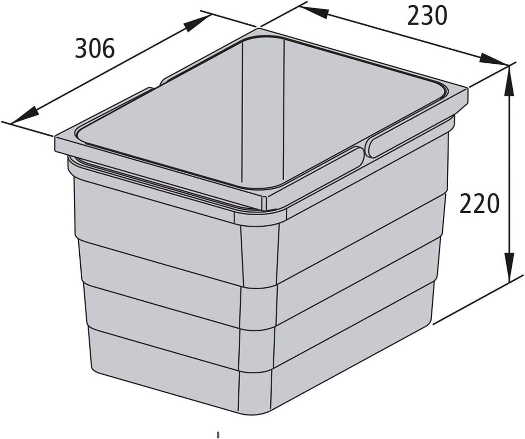 eins2vier Abfallsammler Höhe: 220 mm Volumen 12 Liter 230 x 306 mm alugrau 5170.10 Mülleimer Abfalle