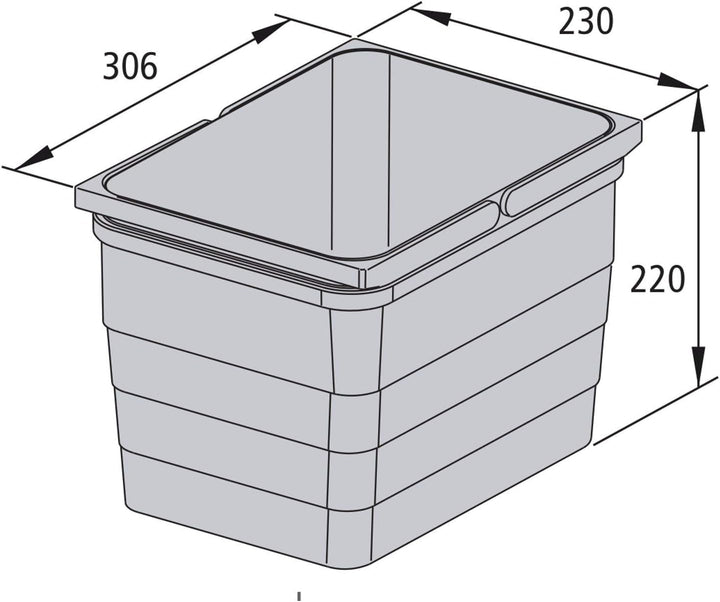 eins2vier Abfallsammler Höhe: 220 mm Volumen 12 Liter 230 x 306 mm alugrau 5170.10 Mülleimer Abfalle