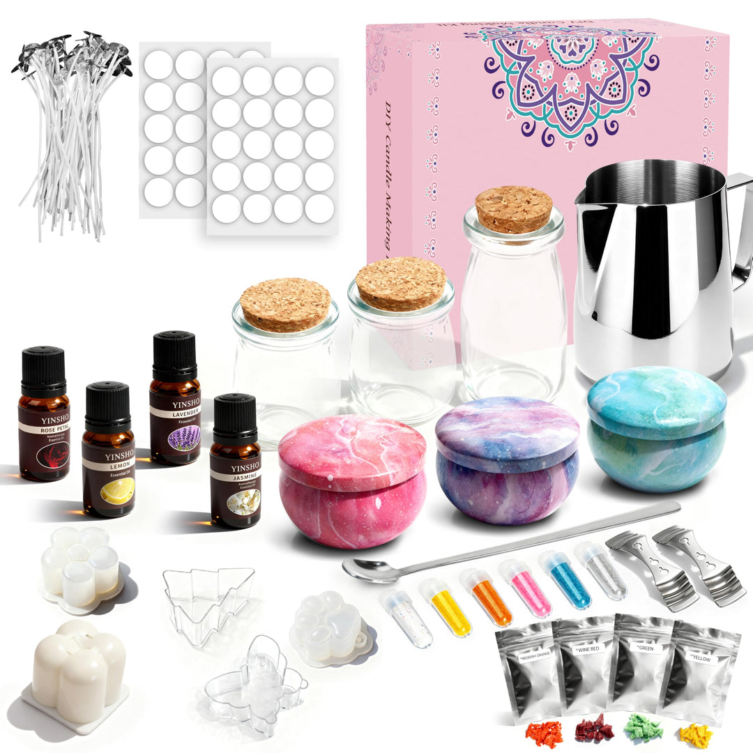JONRRYIN Kerzen Selber Machen Set, DIY Kerzenherstellung Kit mit Schmelztopf, DIY Kerze Machen Kit G