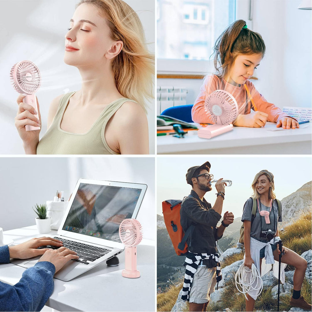 Mini Ventilator, Handventilator Tragbarer mit 3 Windgeschwindigkeit, Faltbarer Leise, 3600mAh Akku U