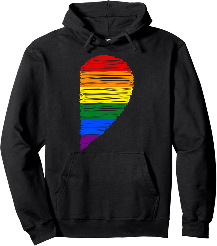 Rainbow Heart LGBT Matching Couple Day Pride Friends Gift Pullover Hoodie