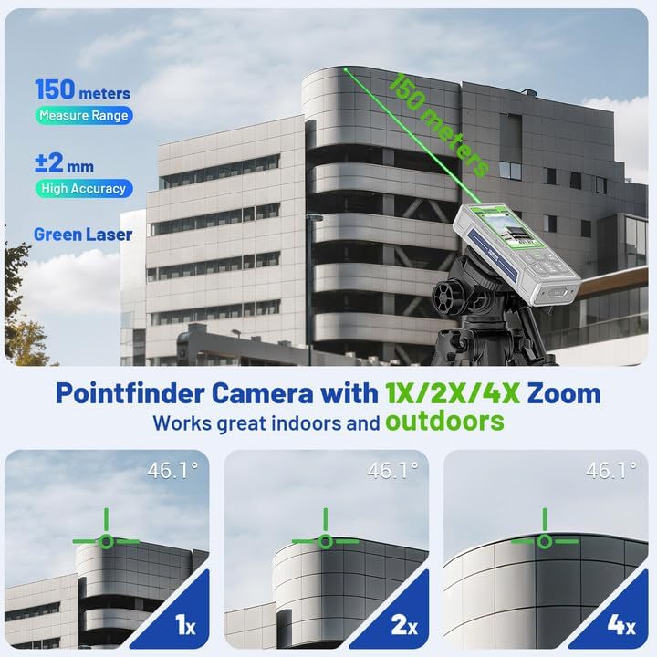 Huepar Pro Outdoor Laser Entfernungsmesser 150 m mit Kamera & Bluetooth, P2P-Technologie Lasermessge