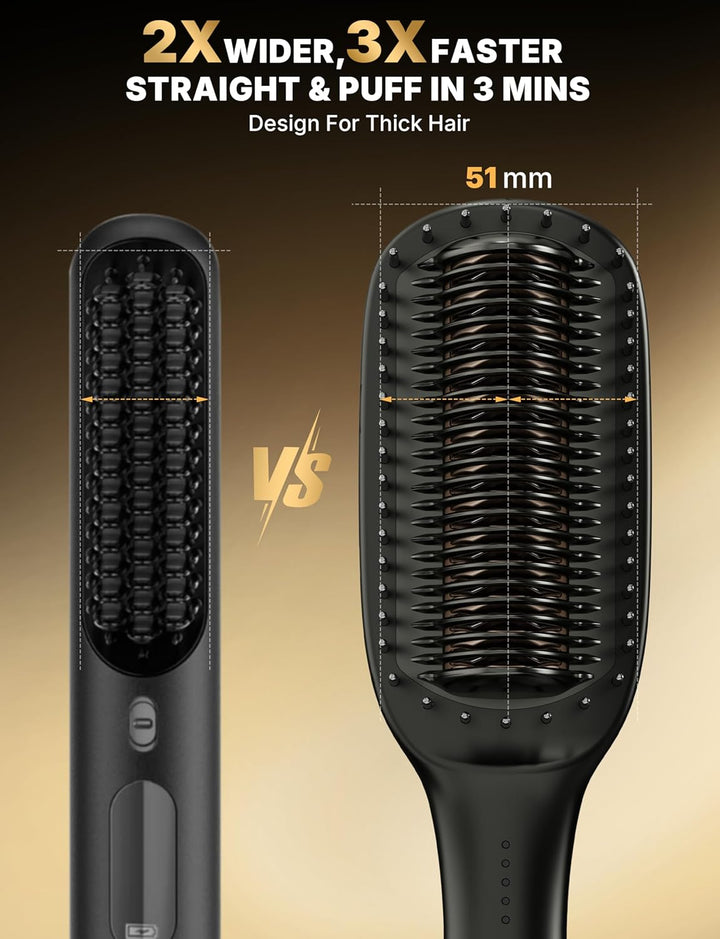 Glättbürste Breit Glätteisen Breit Extra 51mm, Glättungsbürste & Haarglätter Professioneller 2 in 1,