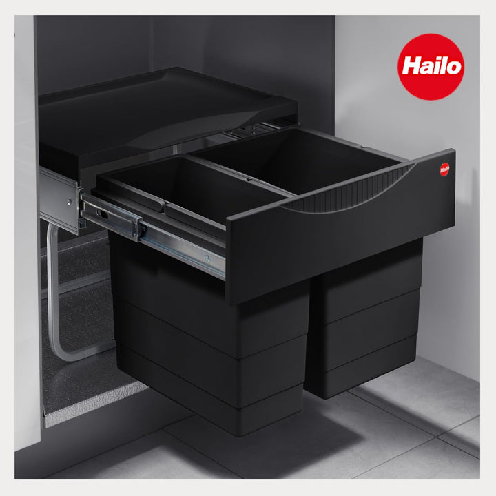 Hailo Abfallsammler 3644941 | 2fach Raumspar Tandem | 18 + 12L Inneneimer for Cabinets from 500 mm w