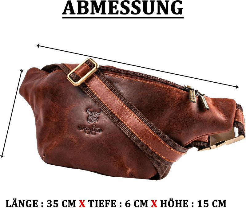 MATADOR Echt Leder Bauchtasche Gürteltasche für Damen und Herren Hüfttasche Outdoor Gross Handytasch