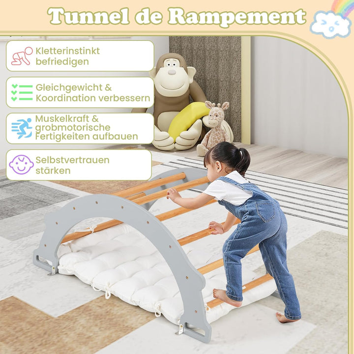 COSTWAY Kletterbogen mit weichem Kissen, Kletterdreieck zum Wippen, Klettern und Krabbeln, Indoor Kl