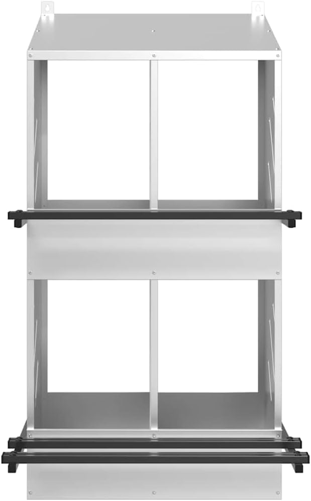 Hühner-Nistkasten mit 4 Fächern verzinkt silbern langlebig wetterfest robust stabiles Design mit Bel