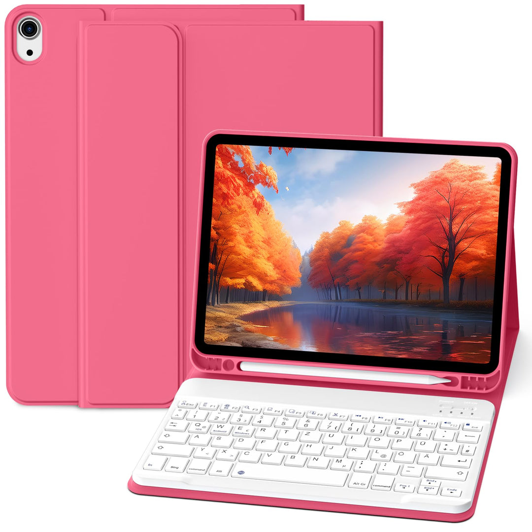 Hülle mit Tastatur für iPad A16 11 10. Generation (2025/2022, 10,9/11 Zoll), QWERTZ Layout Keyboard,