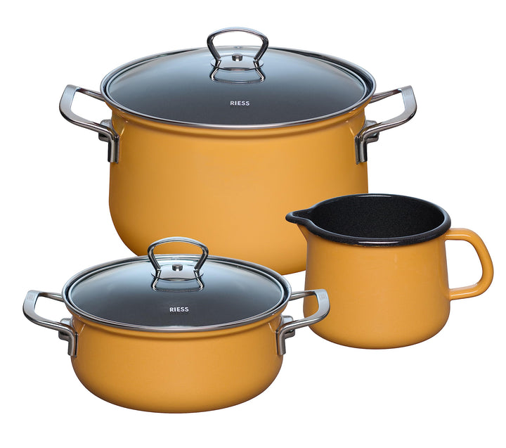 Riess, 0520-113, Starterset 3-teilig, ORANGE, Emaille, Made in Österreich, LBH: 48,5x24,0x28,5cm, 5,