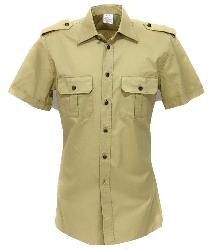 Italienisches Armee-Hemd mit kurzen Ärmeln, Schultern und Taschen 16 Beige, 16 Beige