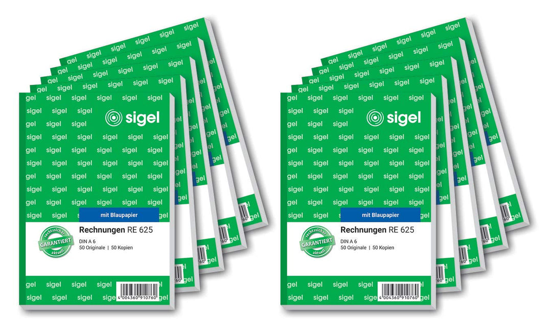 SIGEL RE625/10 Rechnungen A6, 2x50 Blatt, 10er Pack 10 Stück, 10 Stück