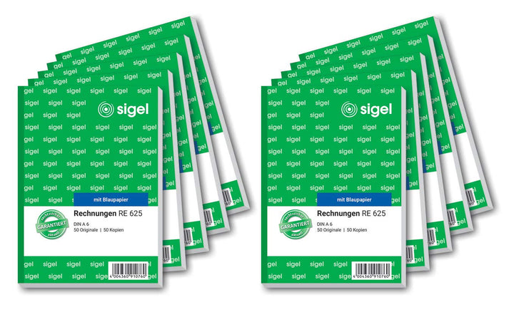 SIGEL RE625/10 Rechnungen A6, 2x50 Blatt, 10er Pack 10 Stück, 10 Stück