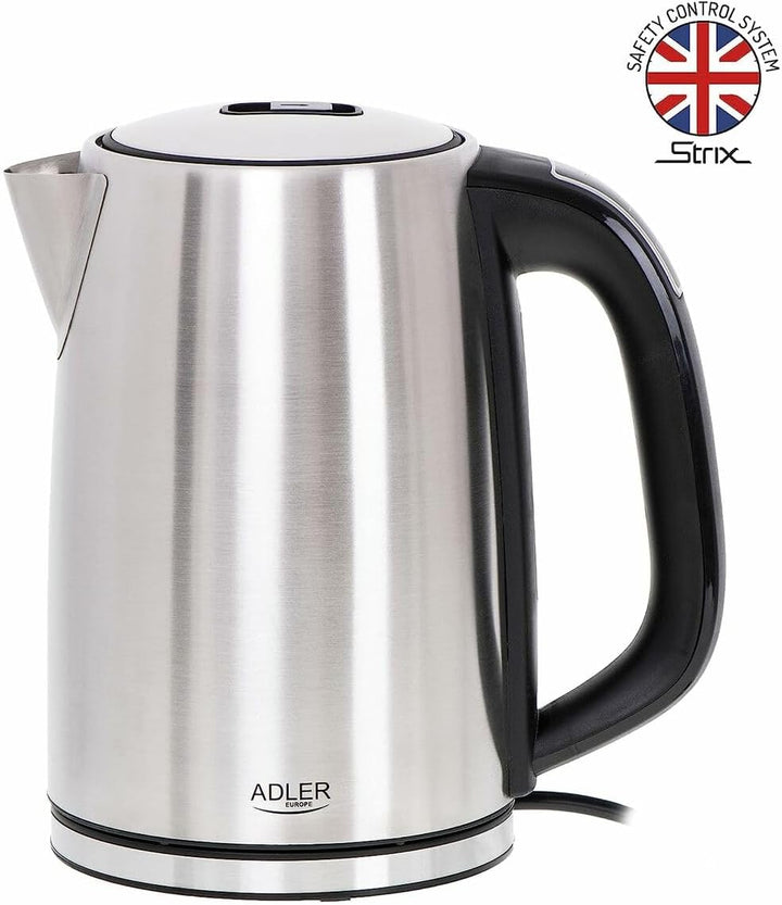 ADLER AD 1340 1,7L Stahlkessel mit LCD, Wasserkocher mit Temperaturkontrolle, silber