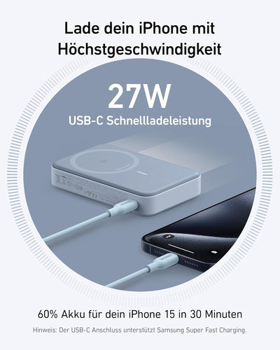 Anker MagGo Power Bank, Qi2-zertifiziertes 15W schnelles MagSafe-kompatibles mobiles Ladegerät, 10.0