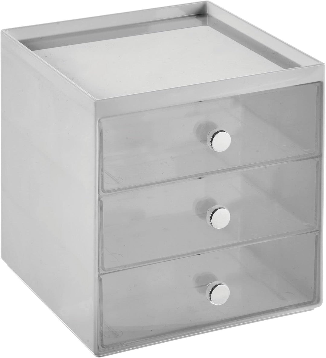 mDesign Make-up Organizer – stapelbare Aufbewahrungsbox mit 3 Schubladen für Mascara, Puder, Nagella