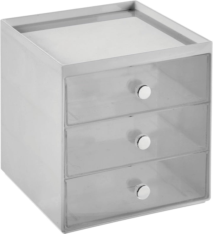 mDesign Make-up Organizer – stapelbare Aufbewahrungsbox mit 3 Schubladen für Mascara, Puder, Nagella