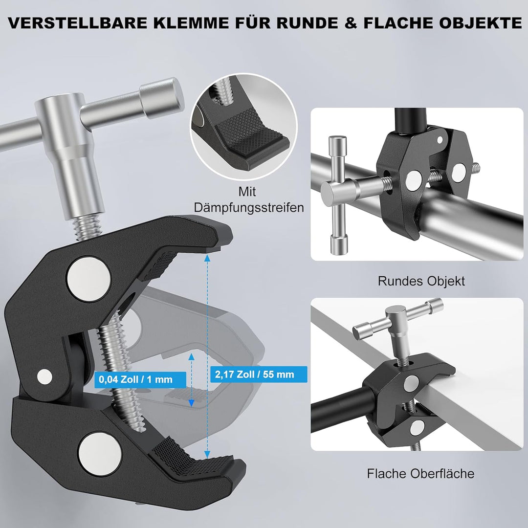ZealSound Mikrofon Arm, Schwanenhals Arm mit robuster Krabbenklemme für runde Rohre und Tischplatten