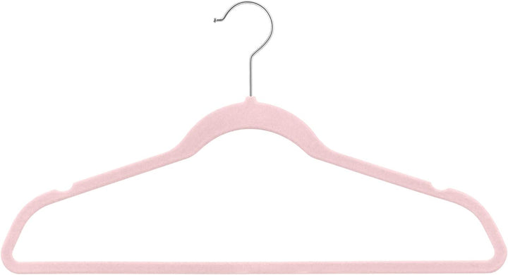 50 Stück hochwertige Samt Kleiderbügel in der Farbe Rosa mit Silber Haken/Anti-Rutsch/von StickandSh