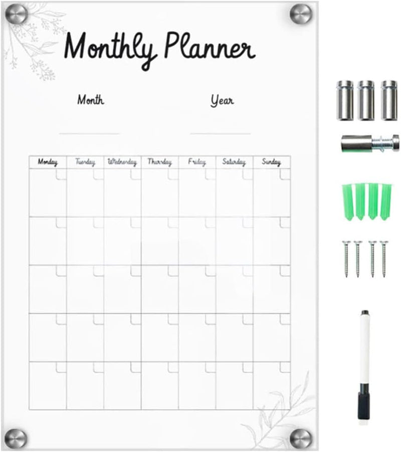 Milisten 1 Set Acryl Monatsplaner Tafel trocken abwischbar Kalender Tafel Tafel Transparent Nachrich