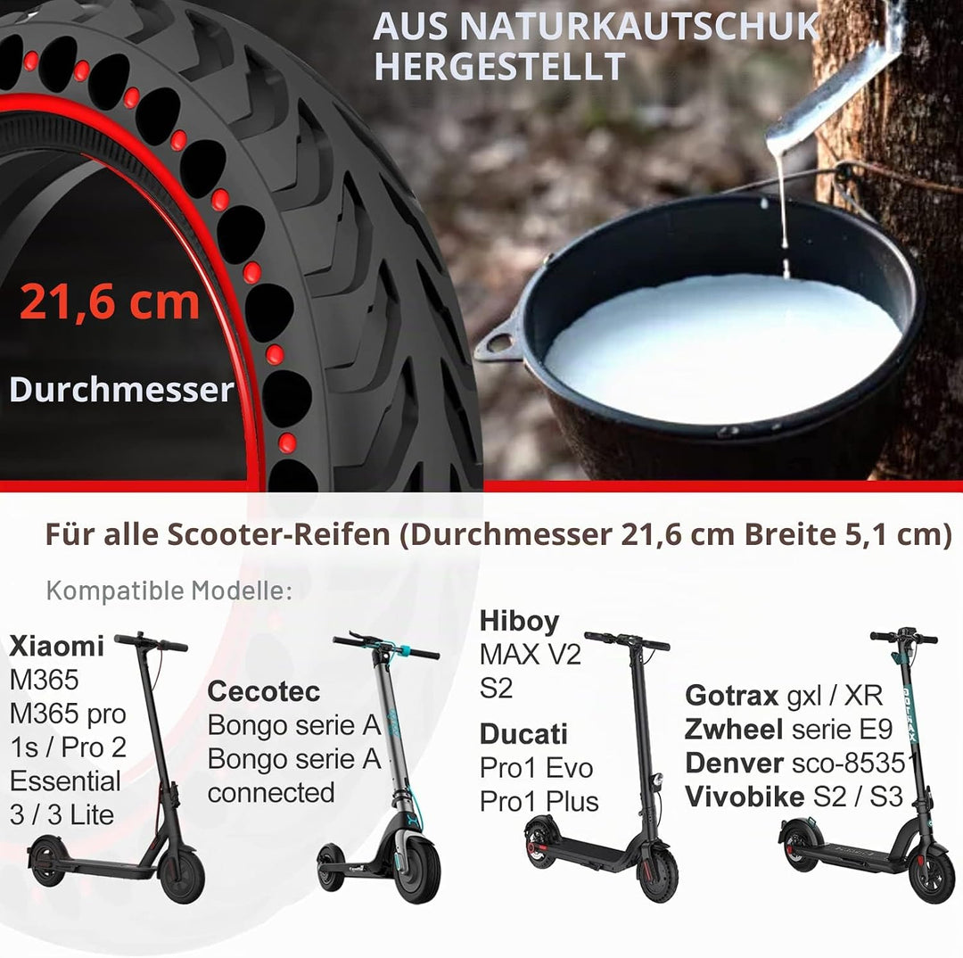 BANGTING 2 PCS 8,5 Zoll E Scooter Solid Reifen, 8 1/2 x2 Vollgummireifen, 50/75-6.1 Ersatzreifen für