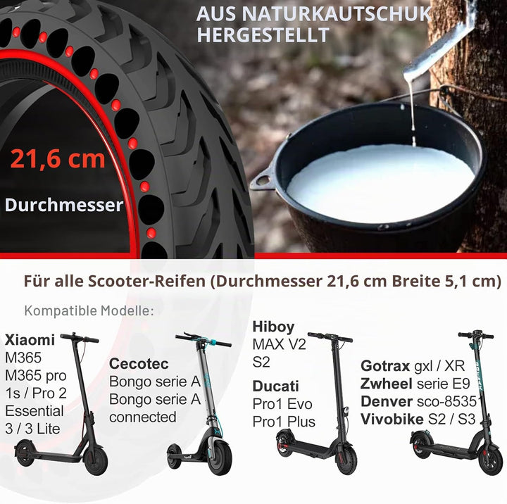 BANGTING 2 PCS 8,5 Zoll E Scooter Solid Reifen, 8 1/2 x2 Vollgummireifen, 50/75-6.1 Ersatzreifen für